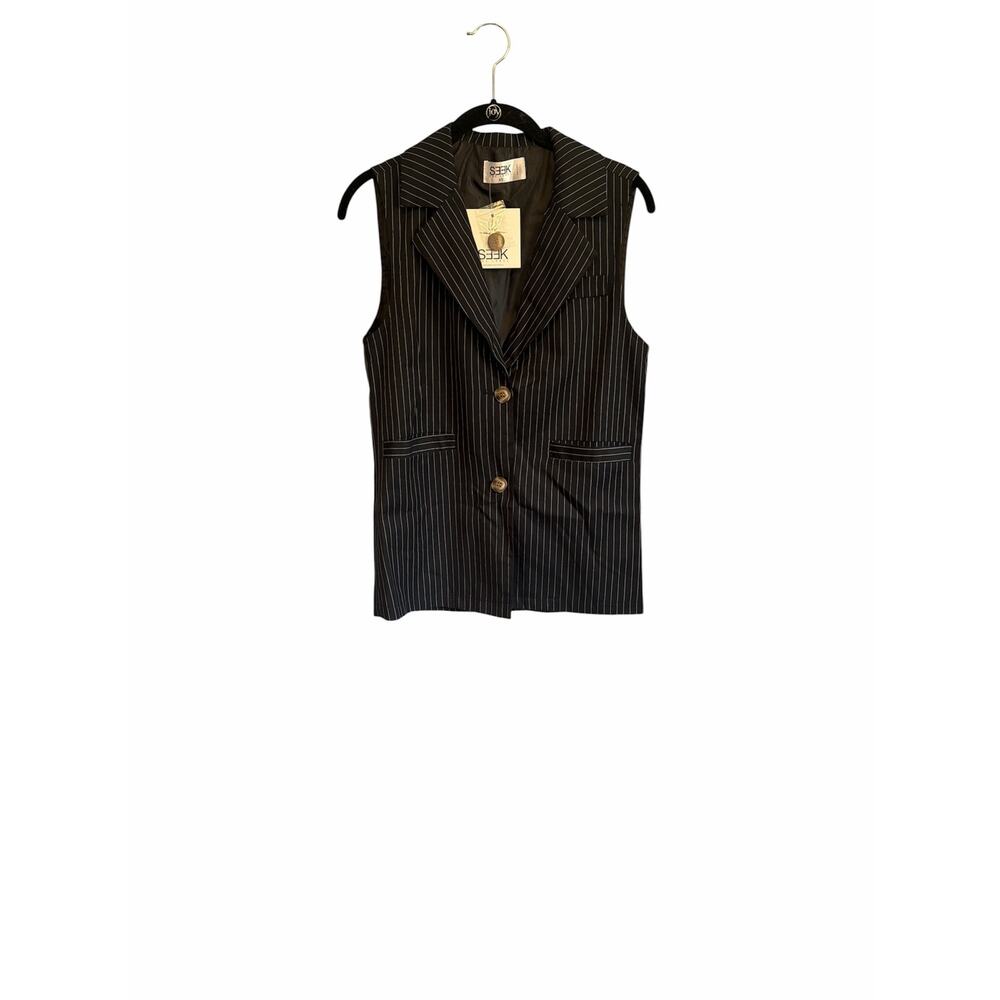 Seek the Label Black and White Pinstripe Vest NWT size XSmall